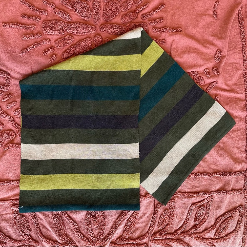 Striped Multicolor Green Scarf